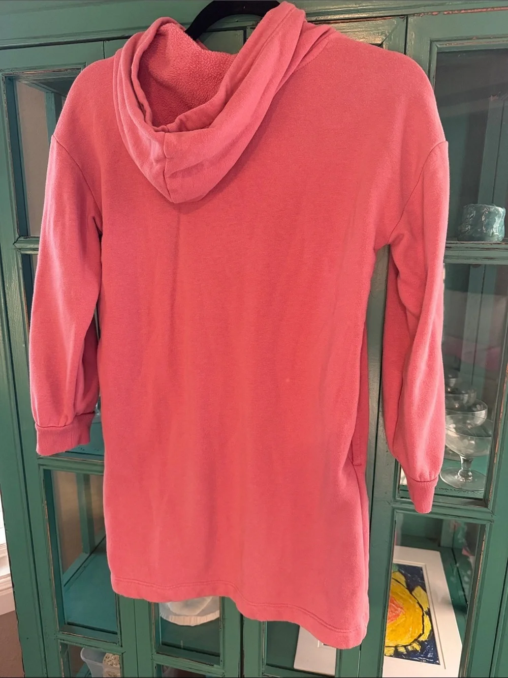 Kids' Pink Hooded All Love Sweatshirt Dress - Cozy Casual Style